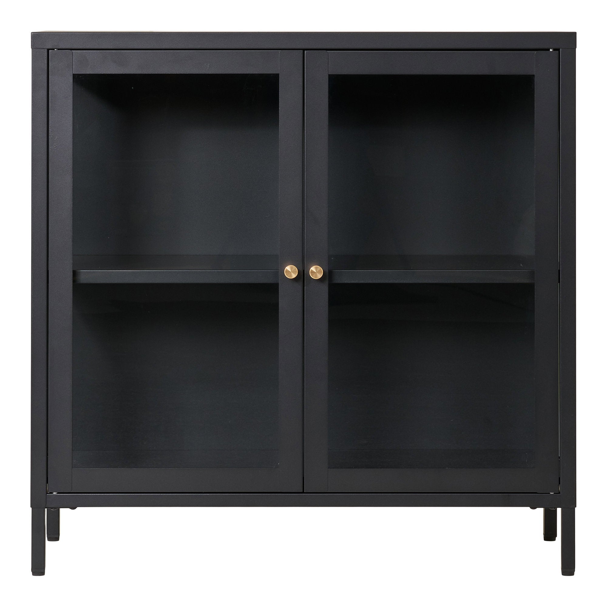 Dalby Kast - Kast met 2 glazen deuren, staal, zwart 80x35x80 cm