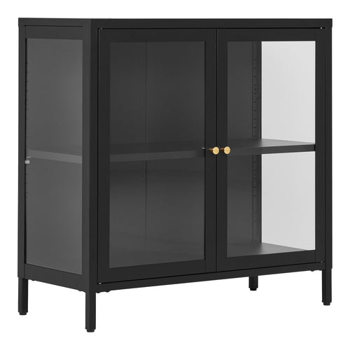 Dalby Kast - Kast met 2 glazen deuren, staal, zwart 80x35x80 cm - Noël Home