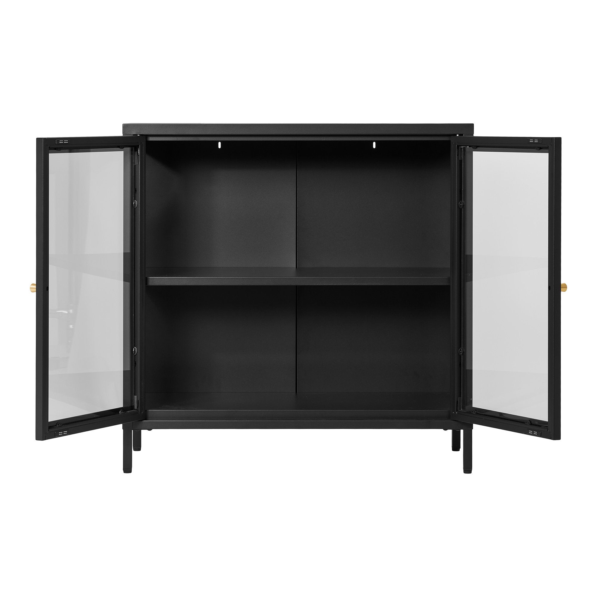 Dalby Kast - Kast met 2 glazen deuren, staal, zwart 80x35x80 cm