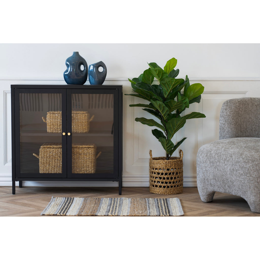 Dalby Kast - Kast met 2 glazen deuren, staal, zwart 80x35x80 cm