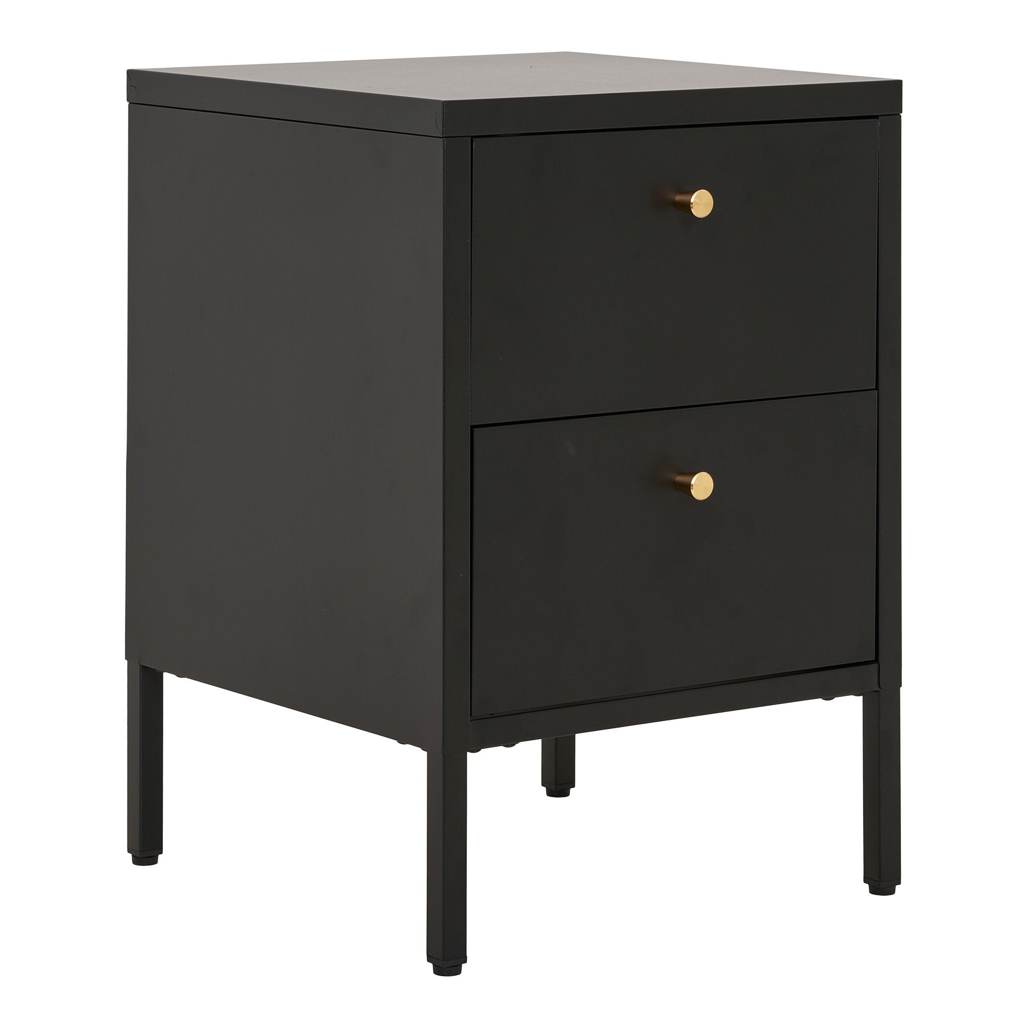 Dalby Ladenkast - 2 lades, staal, zwart 40x40x59,5 cm