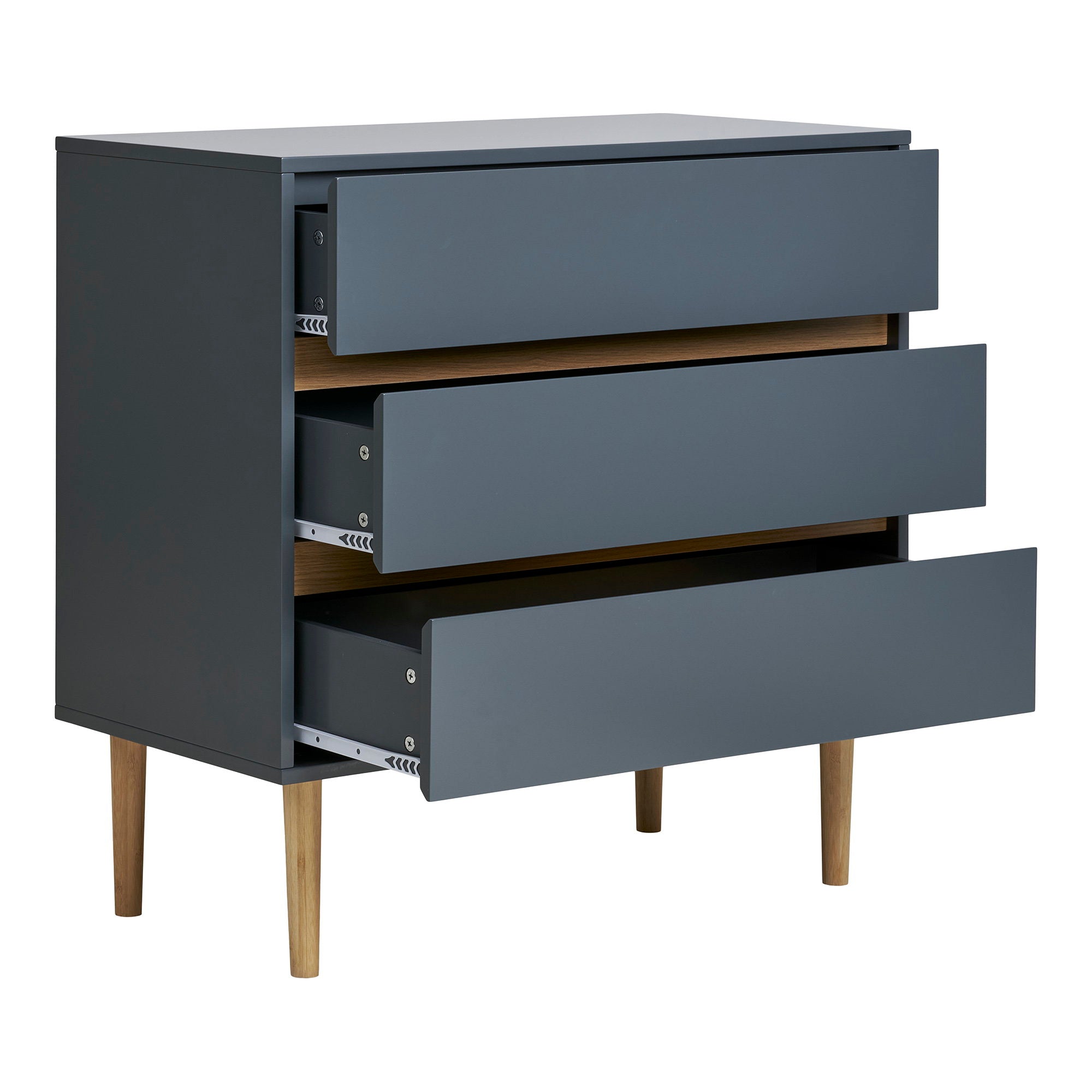 Bisley Ladenkast - 3 lades, gelakt hout, donkergrijs 80x40x80 cm
