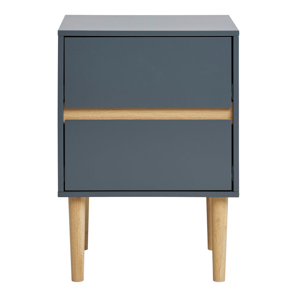 Bisley Bijzettafel - Bijzettafel van gelakt hout met 2 lades, donkergrijs 40x35x55 cm