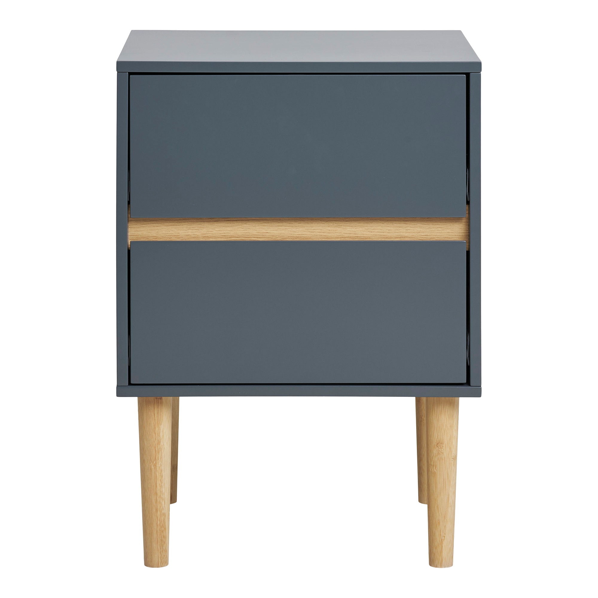Bisley Bijzettafel - Bijzettafel van gelakt hout met 2 lades, donkergrijs 40x35x55 cm