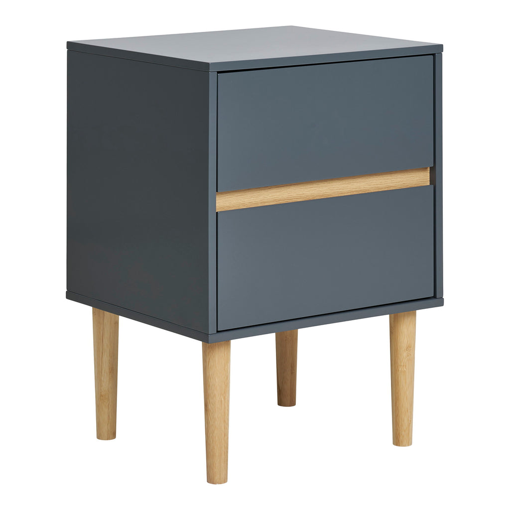 Bisley Bijzettafel - Bijzettafel van gelakt hout met 2 lades, donkergrijs 40x35x55 cm