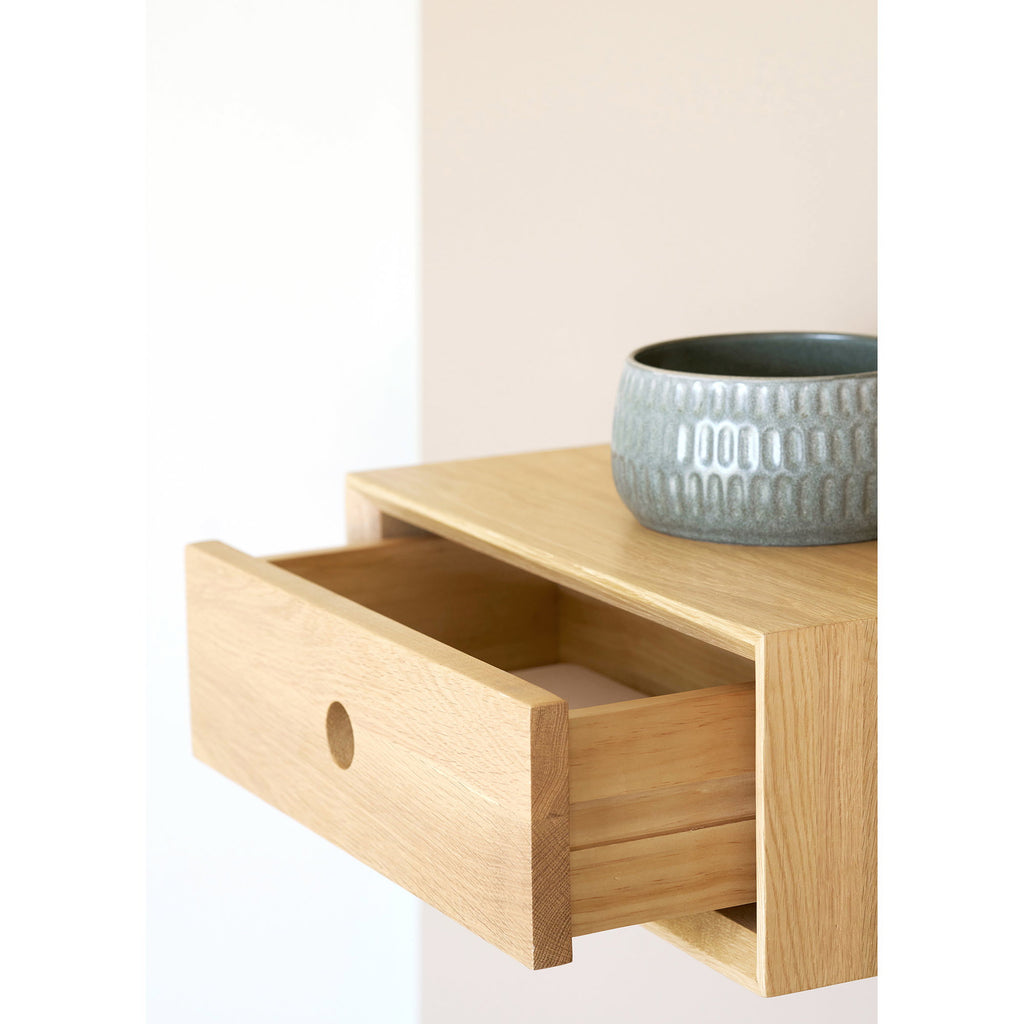 Luzern Wandkastje - Wandkastje, 1 lade, gelakt eikenhout, 40x25x15 cm