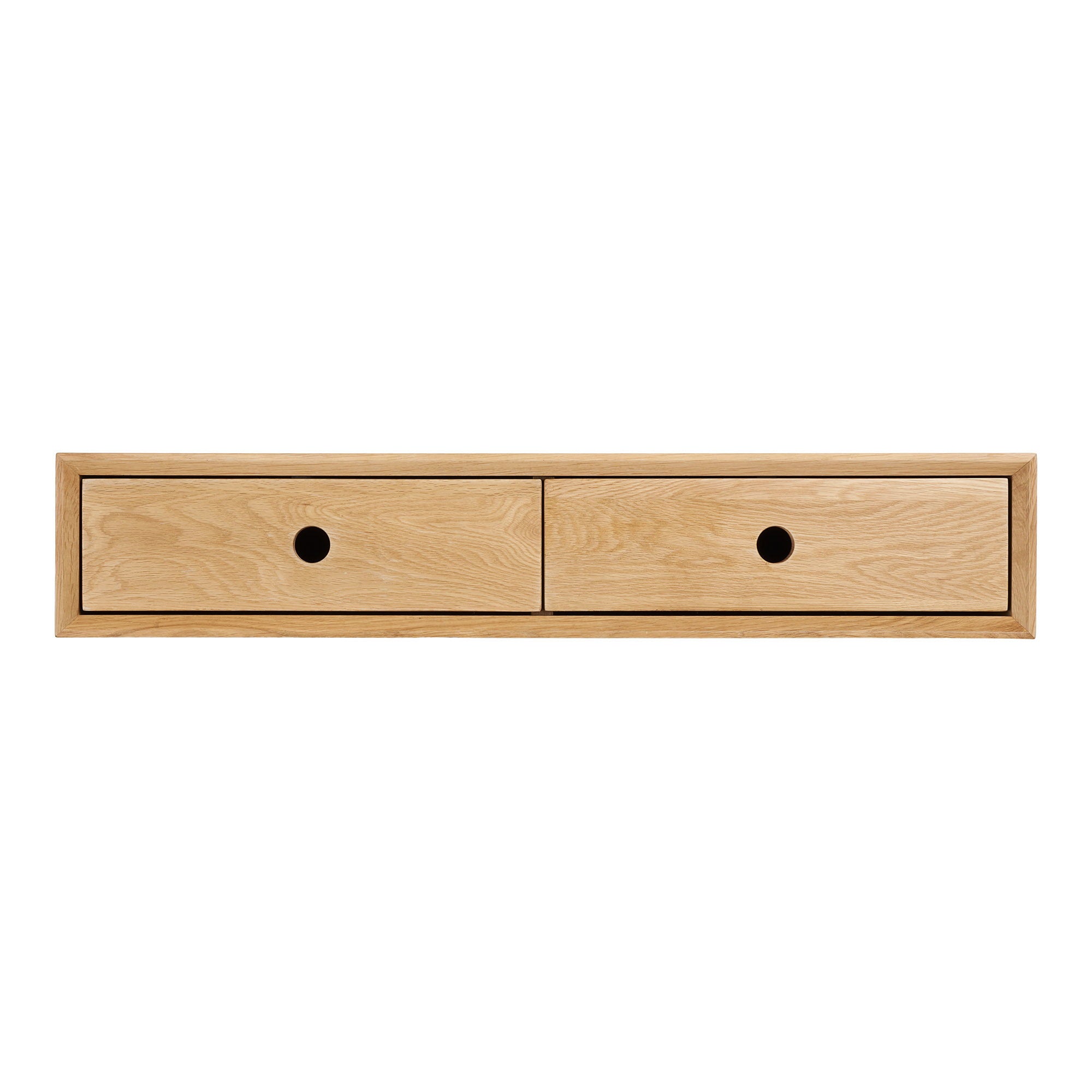 Luzern Wandkastje - Wandkastje, 2 lades, gelakt eikenhout, 80x25x15 cm