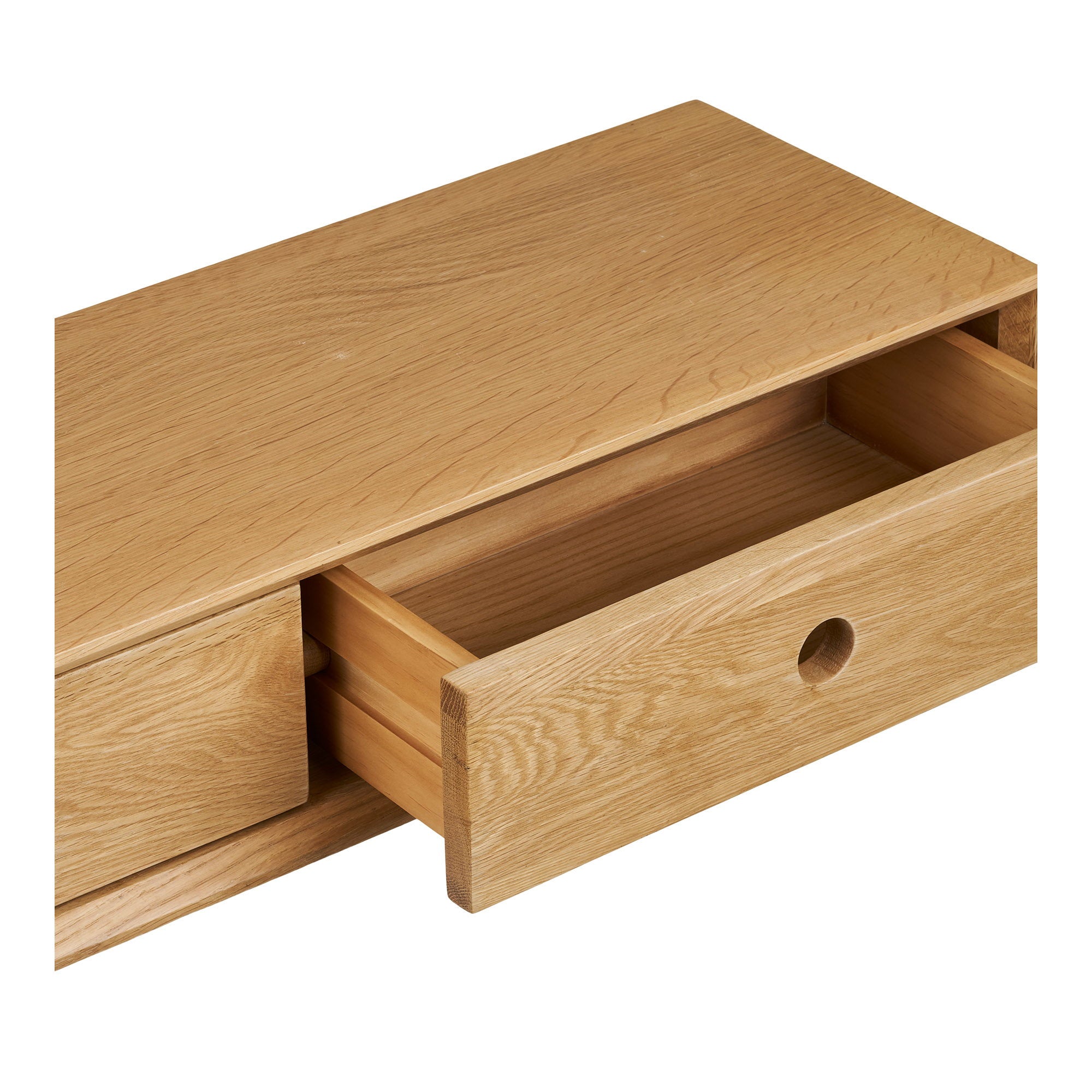 Luzern Wandkastje - Wandkastje, 2 lades, gelakt eikenhout, 80x25x15 cm