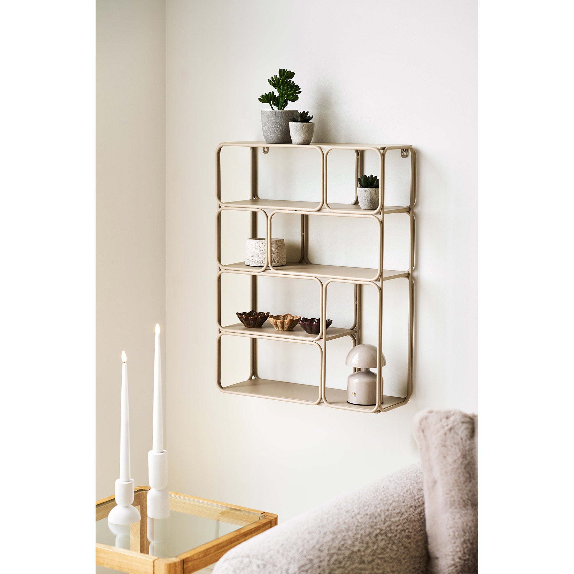 Lanciano Wandplank - Metaal, beige 48x18x64 cm