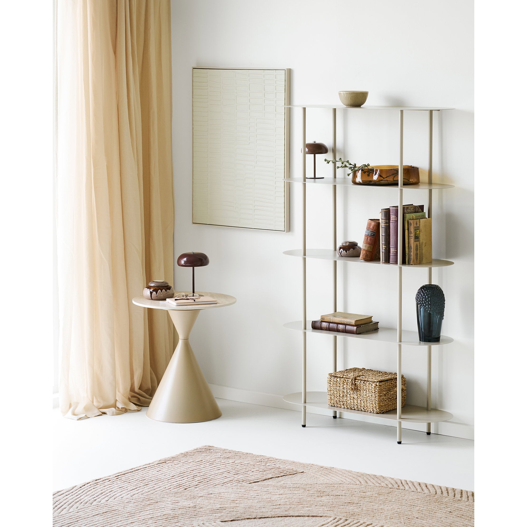 Rieti Boekenkast - 5 planken, metaal, zandkleurig 31x90x150 cm