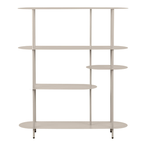Rieti Boekenkast - 5 planken, asymmetrisch, metaal, zandkleurig 31x118x139 cm - Noël Home