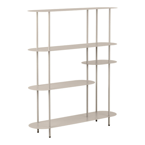 Rieti Boekenkast - 5 planken, asymmetrisch, metaal, zandkleurig 31x118x139 cm - Noël Home