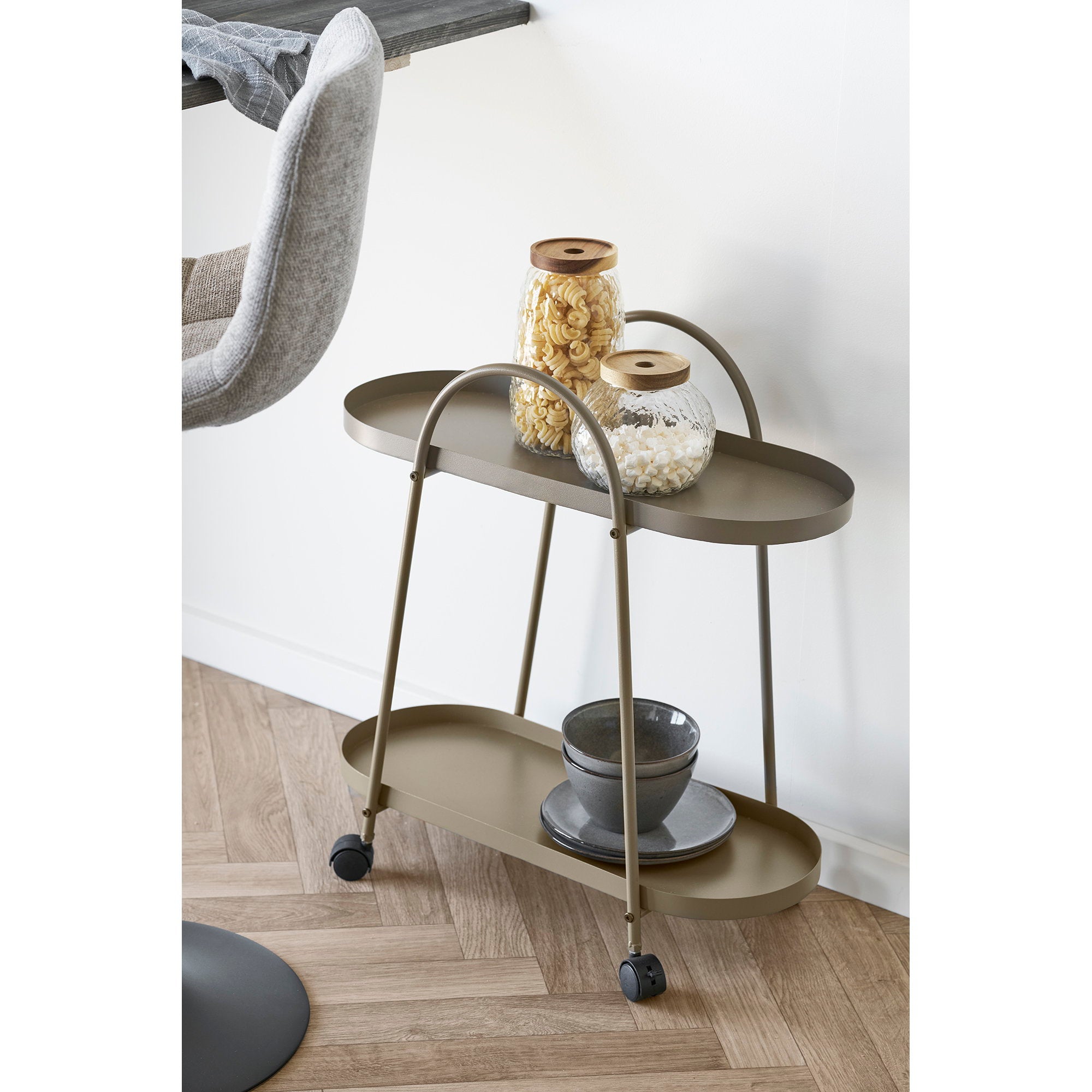 Empoli Bartrolley - 2 planken, staal, bruin 27,5x60x64 cm