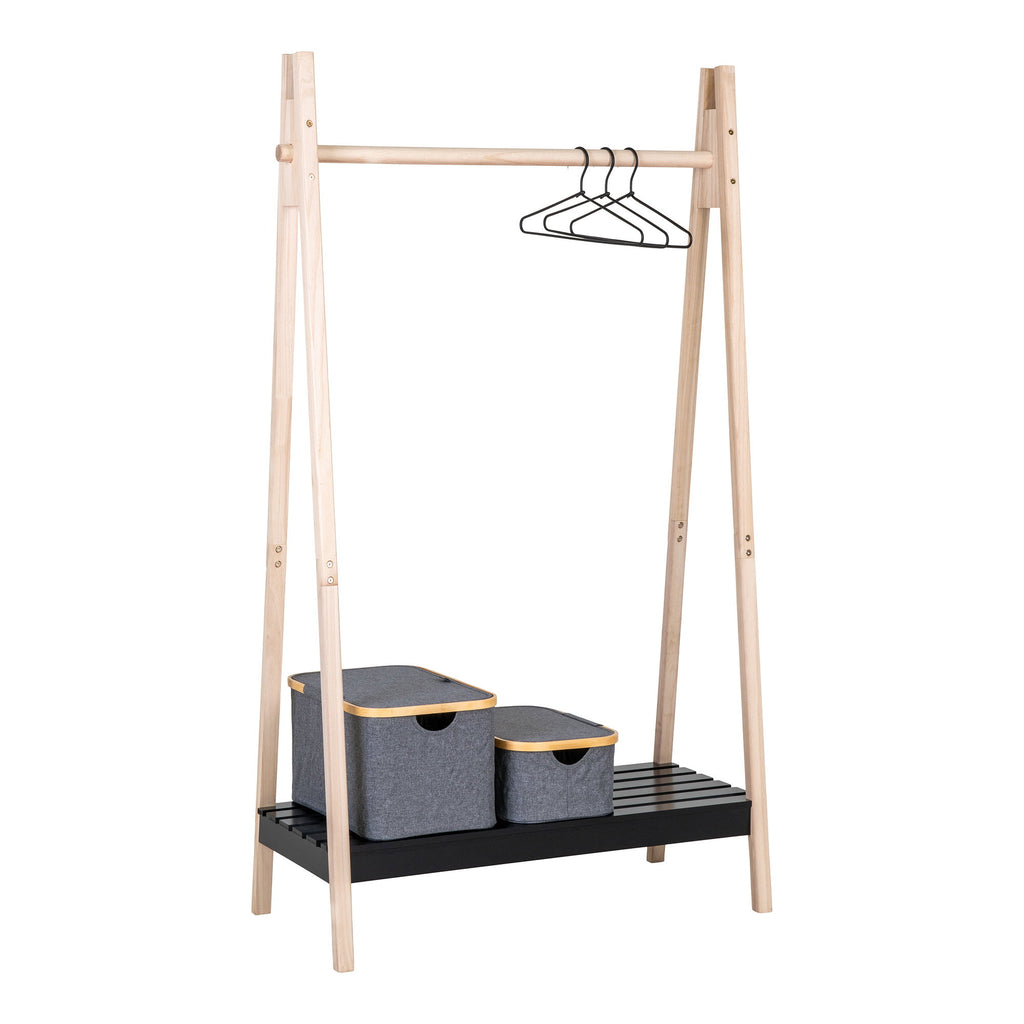 Torino Kledingrek - MDF/paulowniahout, naturel/zwart 94,5x39x170 cm