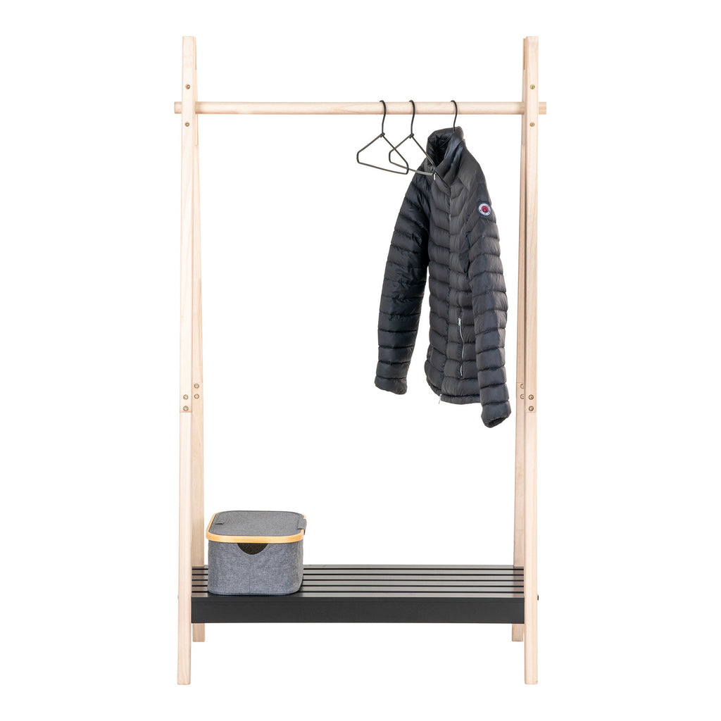 Torino Kledingrek - MDF/paulowniahout, naturel/zwart 94,5x39x170 cm