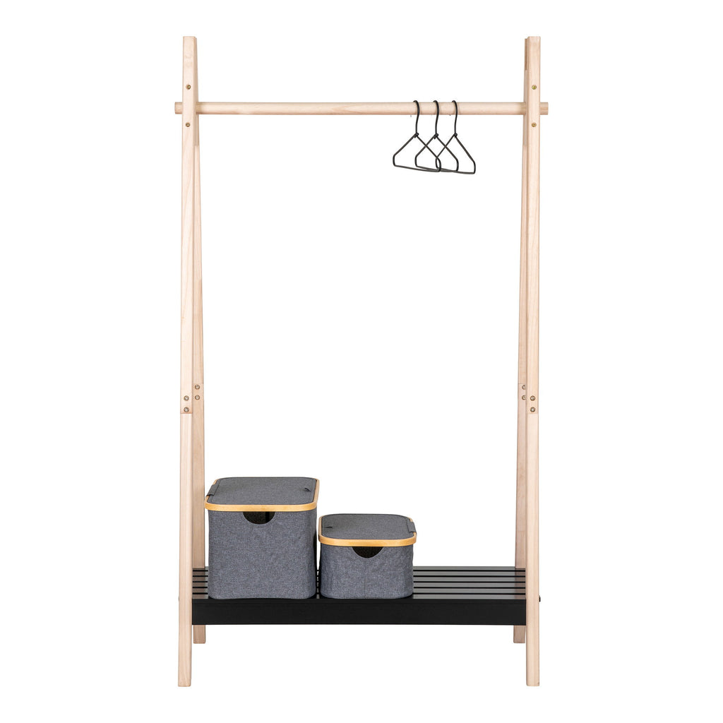 Torino Kledingrek - MDF/paulowniahout, naturel/zwart 94,5x39x170 cm