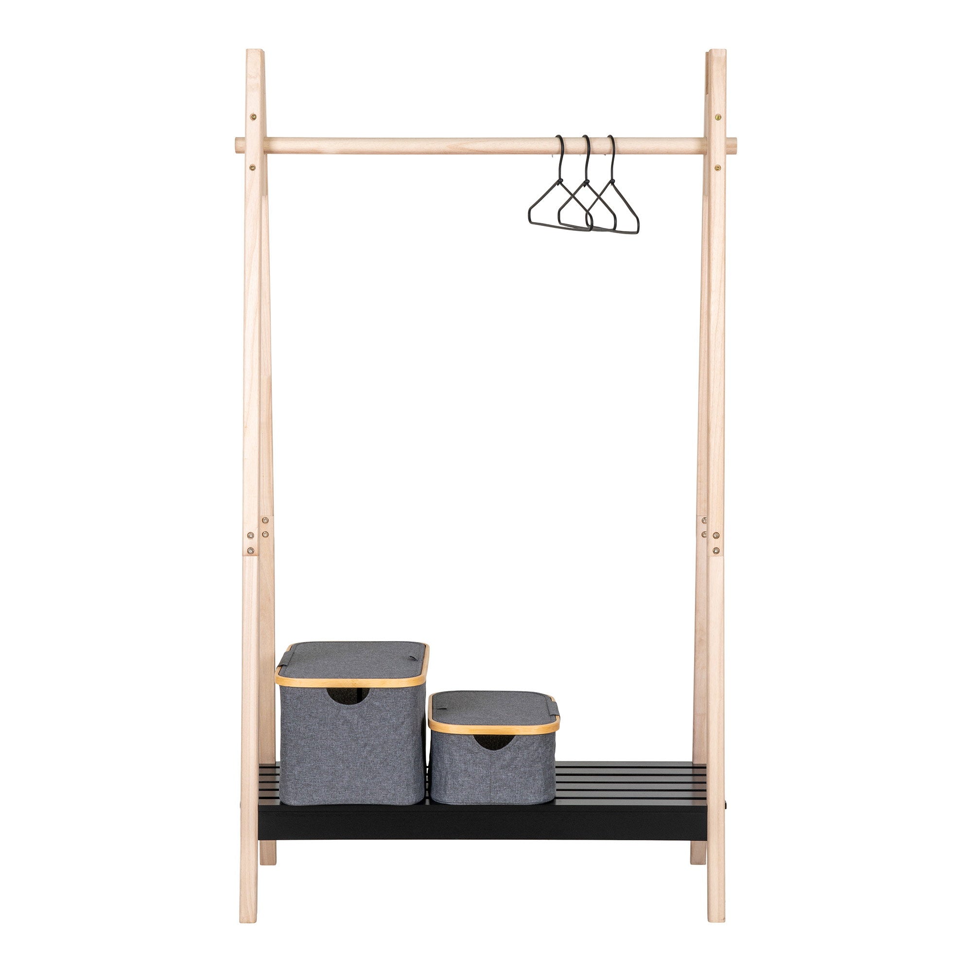 Torino Kledingrek - MDF/paulowniahout, naturel/zwart 94,5x39x170 cm