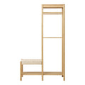 Ember Kledingrek - Met rotan bankje, bamboe, naturel 36x95x165 cm
