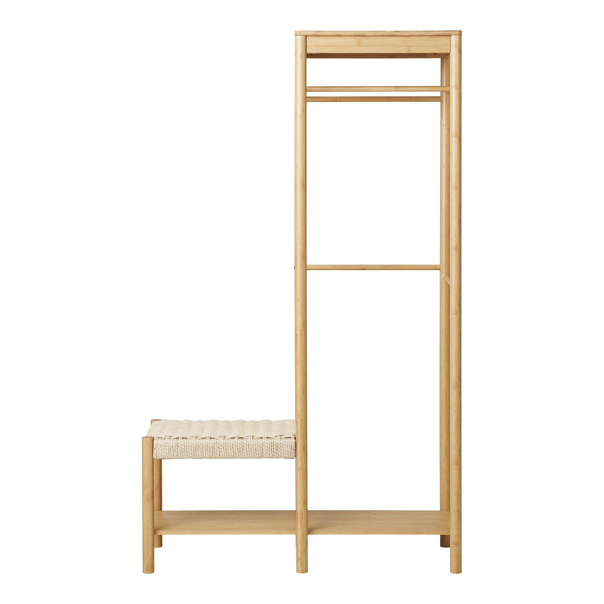 Ember Kledingrek - Met rotan bankje, bamboe, naturel 36x95x165 cm