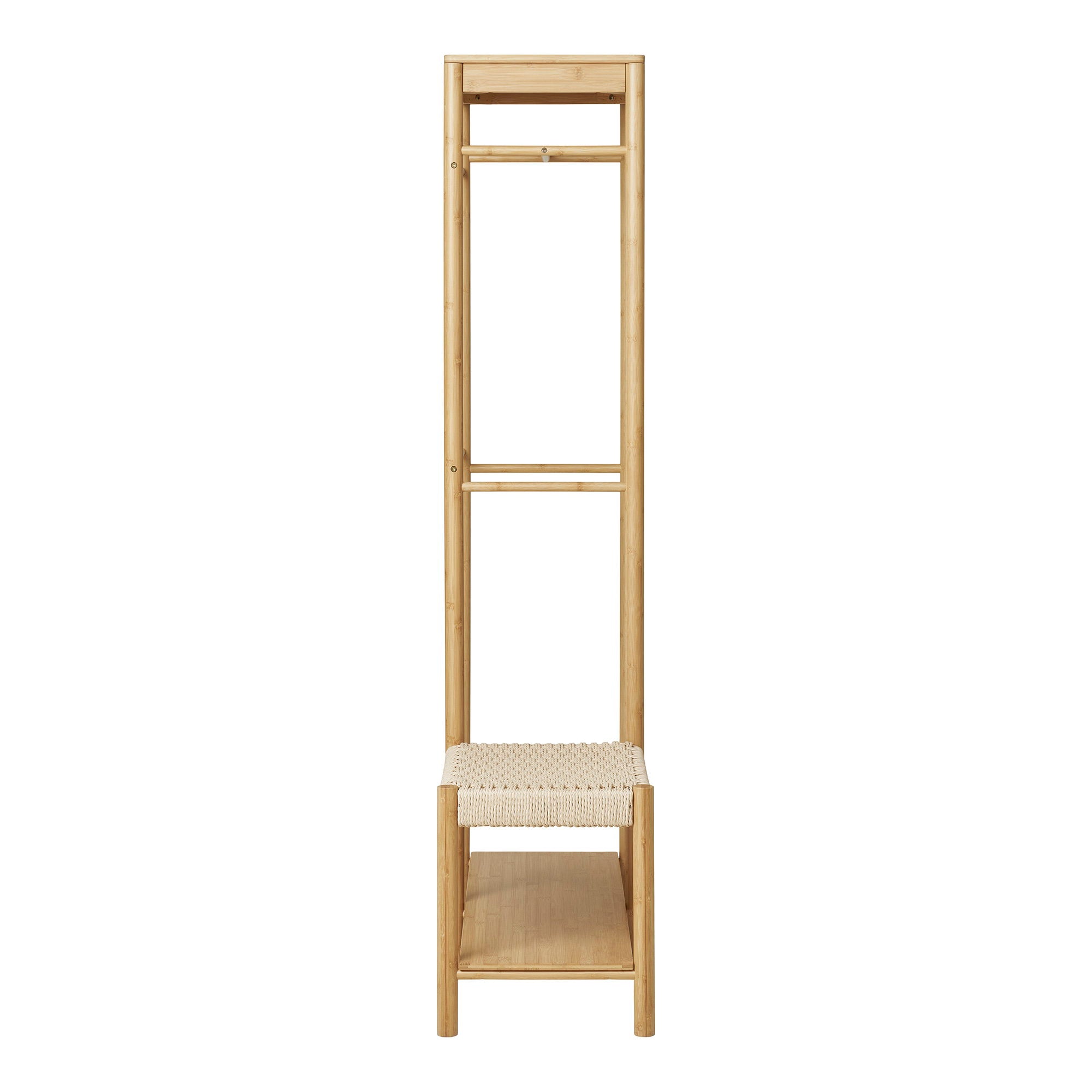 Ember Kledingrek - Met rotan bankje, bamboe, naturel 36x95x165 cm