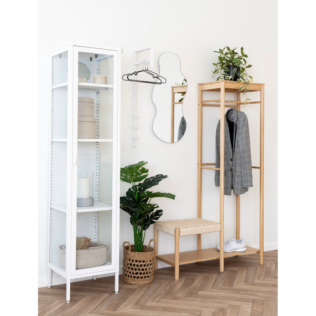 Ember Kledingrek - Met rotan bankje, bamboe, naturel 36x95x165 cm