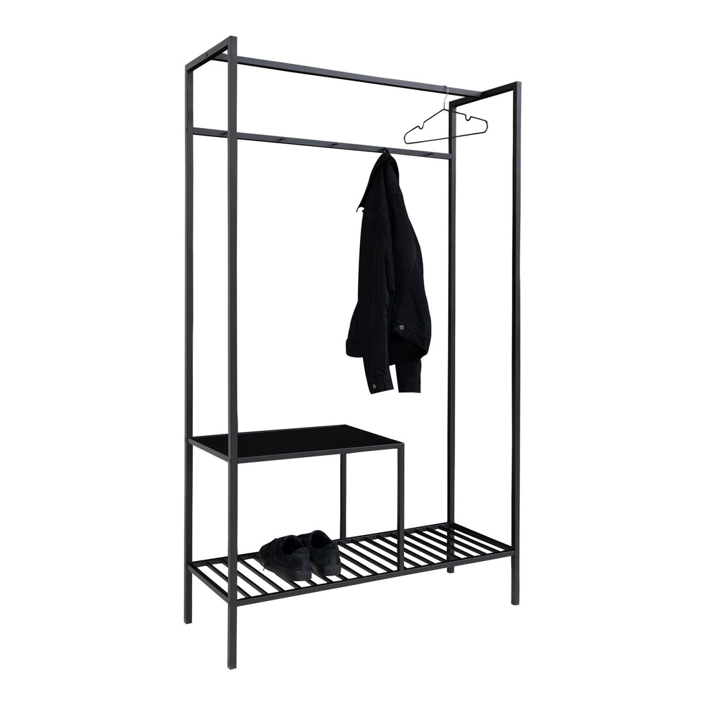 Vita Kledingrek - Met 2 planken, zwart, zwart frame 101x38x170 cm