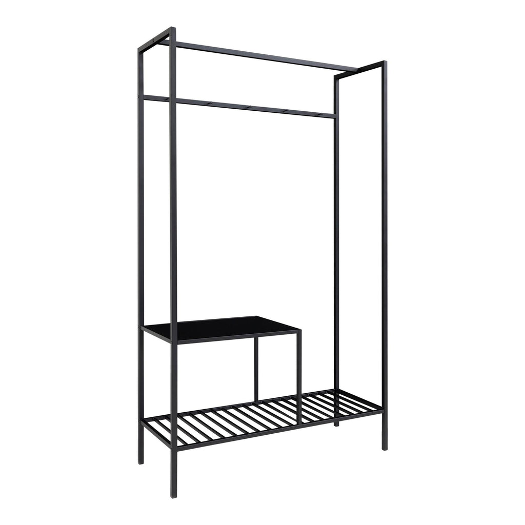 Vita Kledingrek - Met 2 planken, zwart, zwart frame 101x38x170 cm