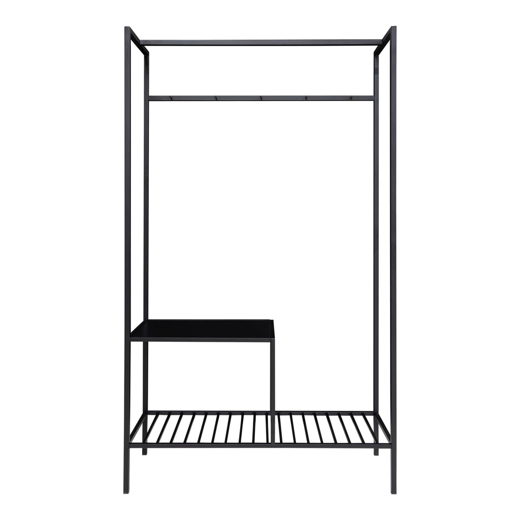 Vita Kledingrek - Met 2 planken, zwart, zwart frame 101x38x170 cm