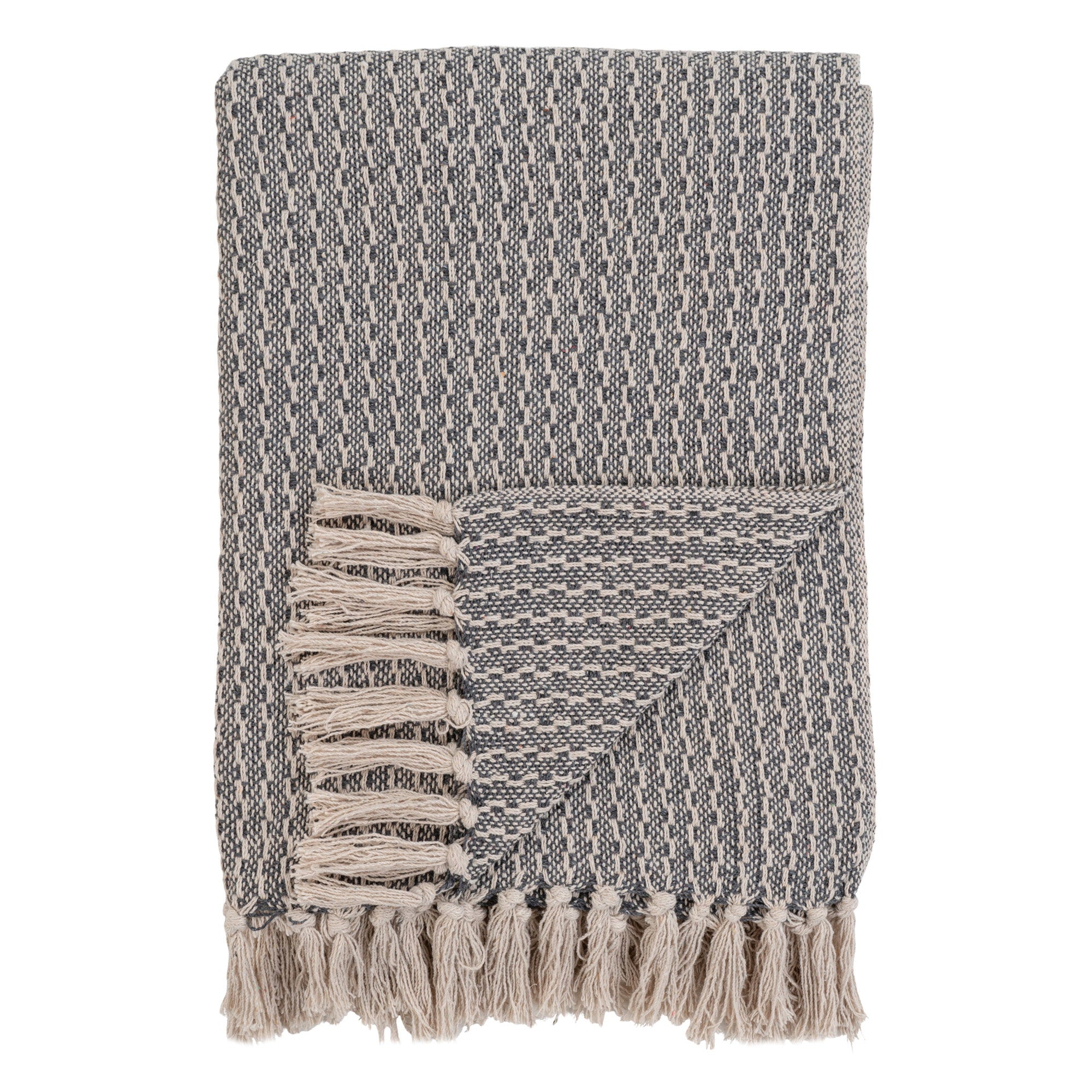 Cort Plaid - Plaid, katoen, donkergrijs/wit, design C 130x160 cm