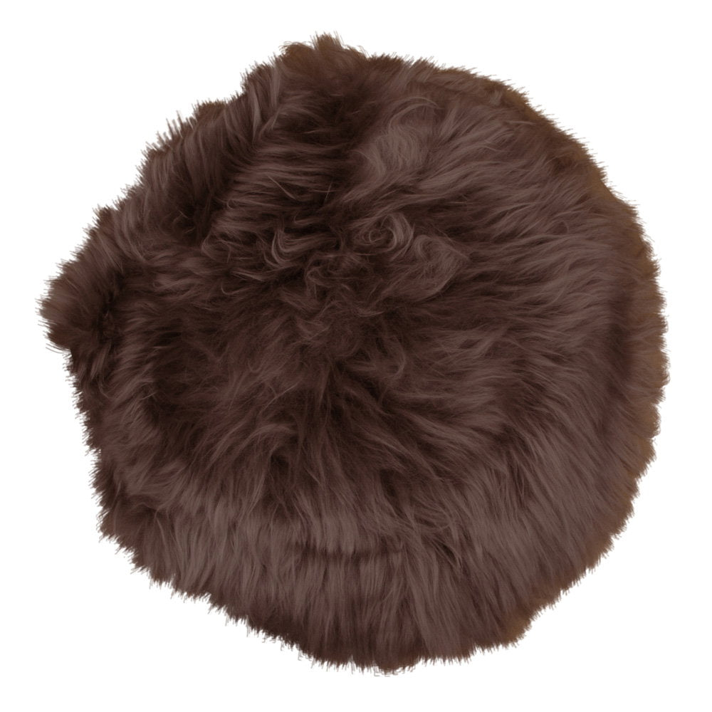 Schapenvacht Zitkussen - Bruin Ø35 cm