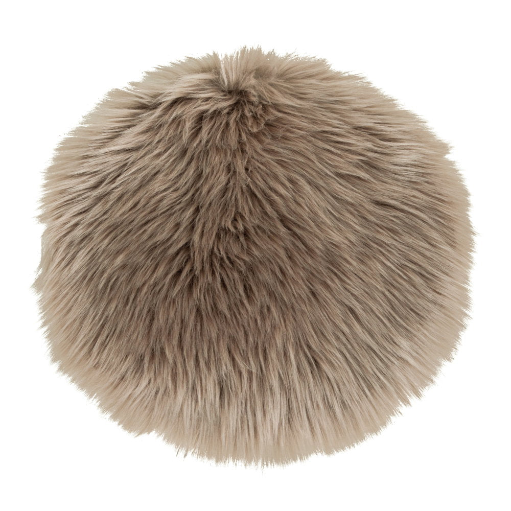 Zitkussen van Kunstlamsvacht - Taupe (mushroom) Ø35 cm