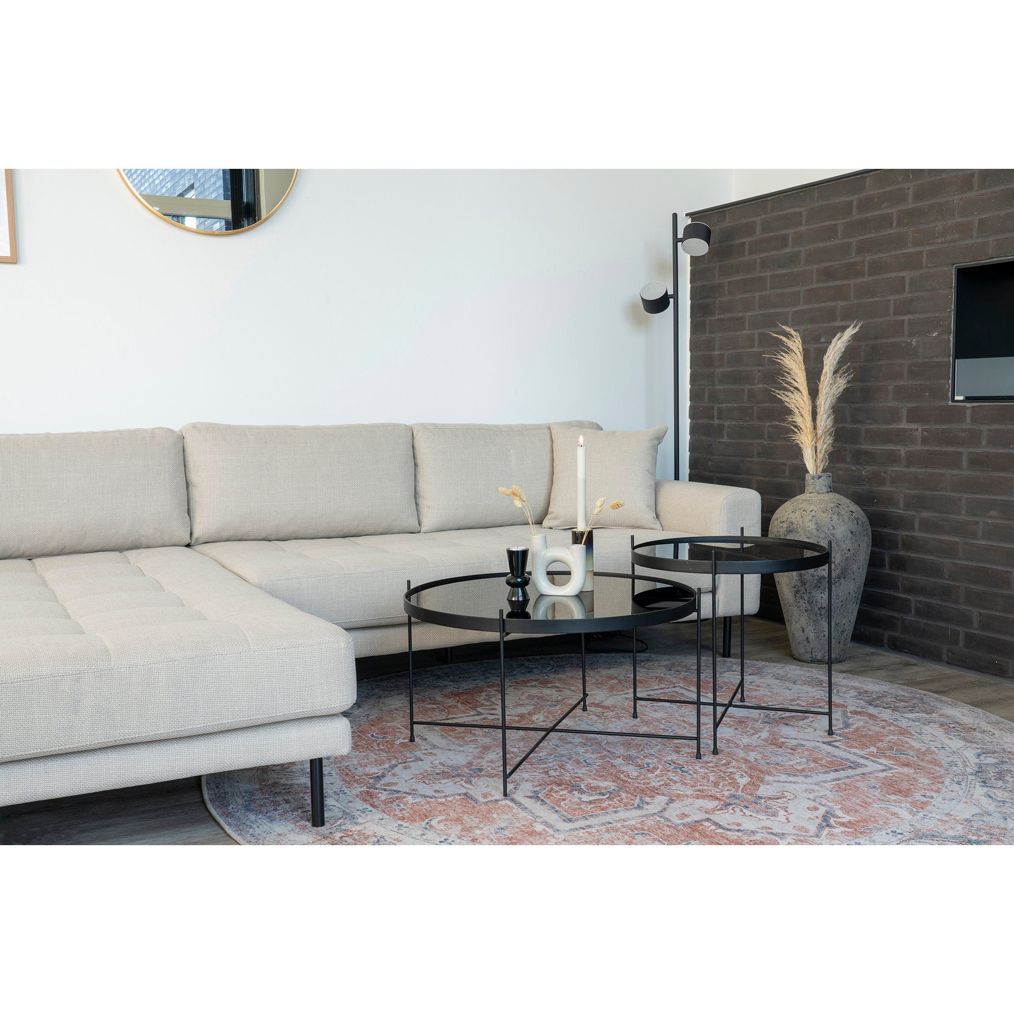 Havana Vloerkleed - Oranje/blauw Ø200 cm