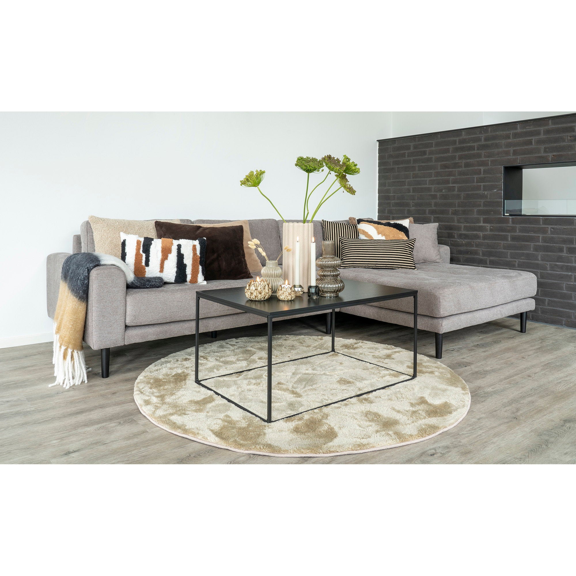 Miami Vloerkleed - Rond, zandkleurig Ø160 cm