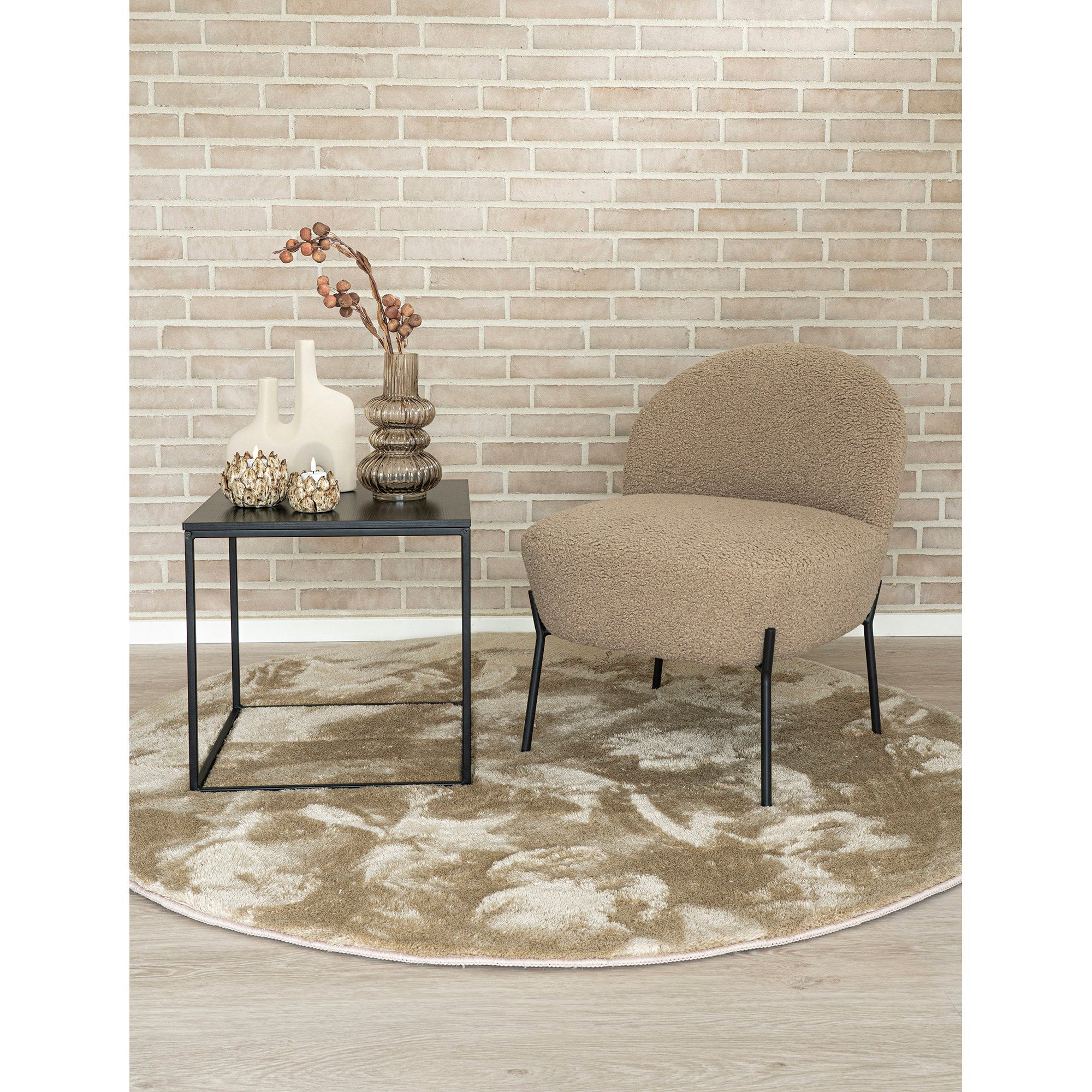 Miami Vloerkleed - Rond, zandkleurig Ø160 cm