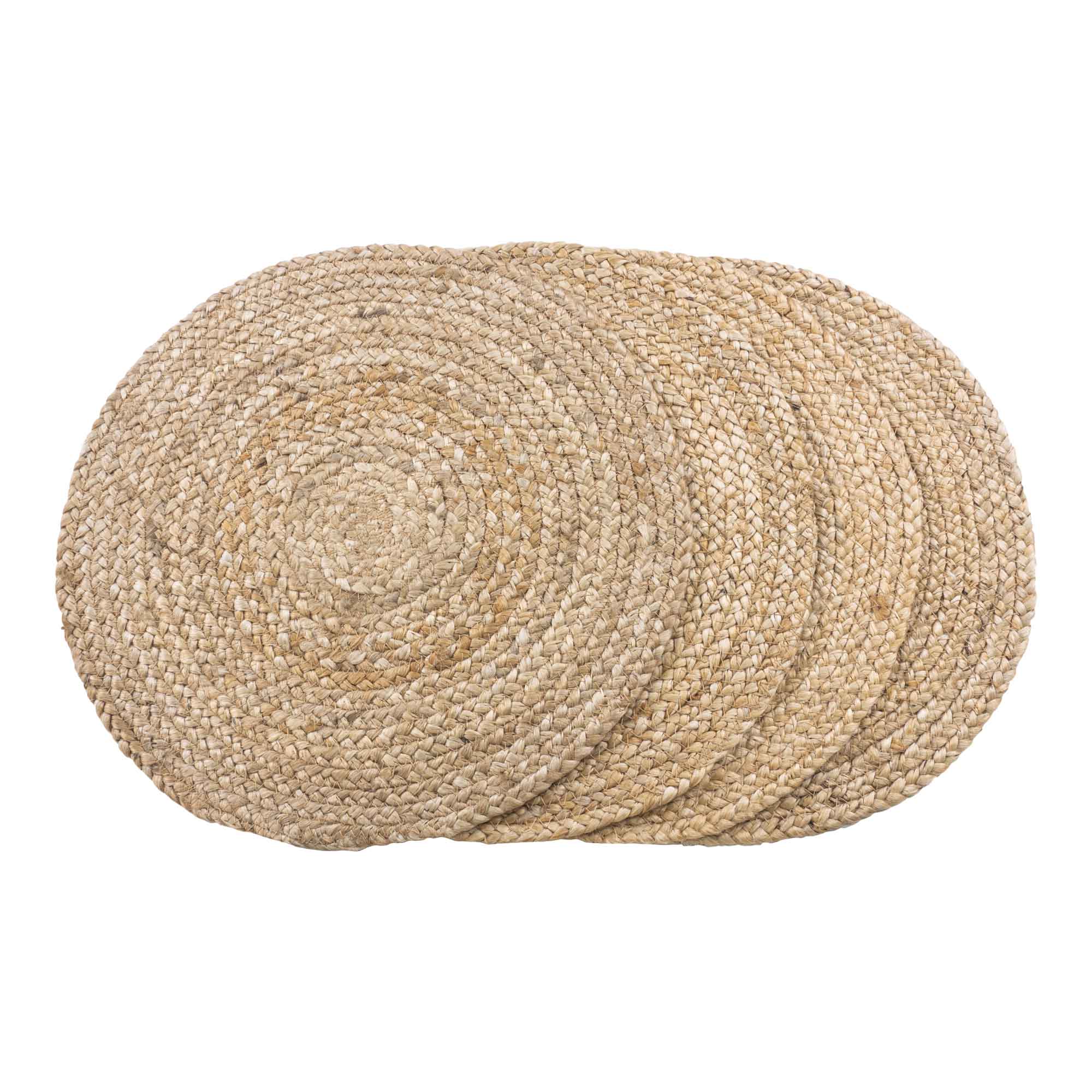 Bombay Placemats - Gevlochten jute, naturel Ø38 cm (set van 4)