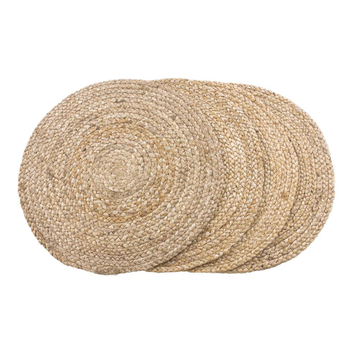 Bombay Placemats - Gevlochten jute, naturel Ø38 cm (set van 4) - Noël Home