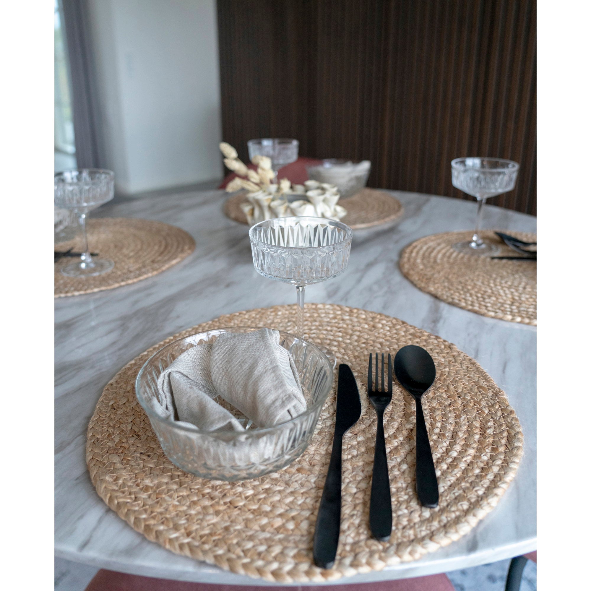 Bombay Placemats - Gevlochten jute, naturel Ø38 cm (set van 4)