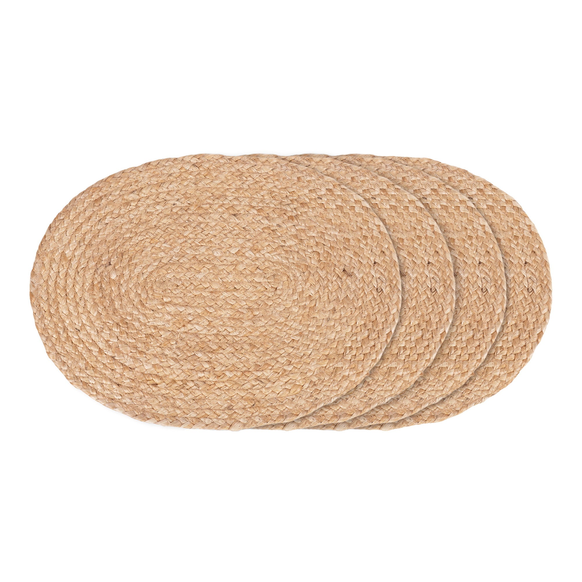 Bombay Placemats - Gevlochten jute, naturel, ovaal 35x45 cm (set van 4)