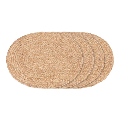 Bombay Placemats - Gevlochten jute, naturel, ovaal 35x45 cm (set van 4) - Noël Home