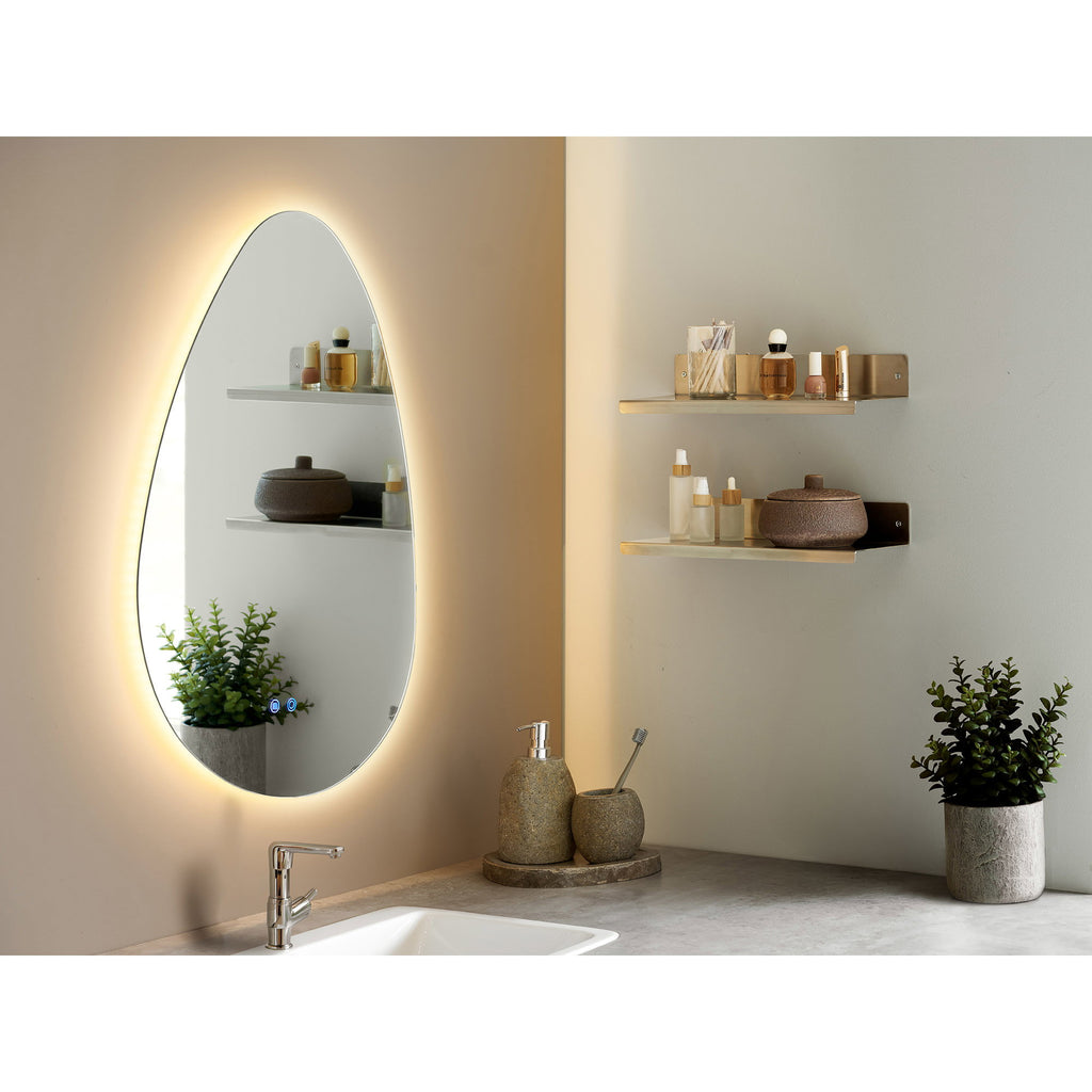 Kiama Spiegel - Spiegel met LED, anti-condens en 3 lichtstanden, organische vorm, 58x80 cm