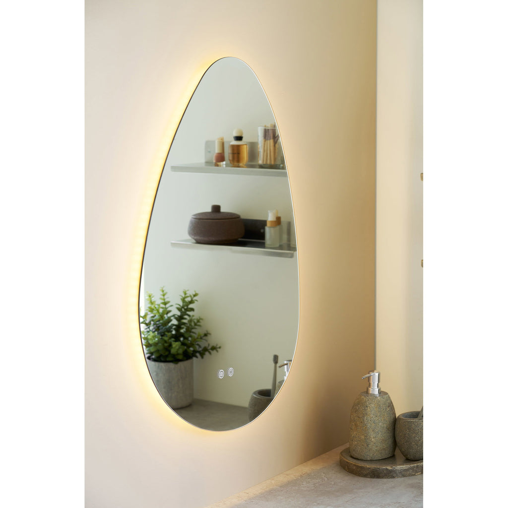 Kiama Spiegel - Spiegel met LED, anti-condens en 3 lichtstanden, organische vorm, 58x80 cm
