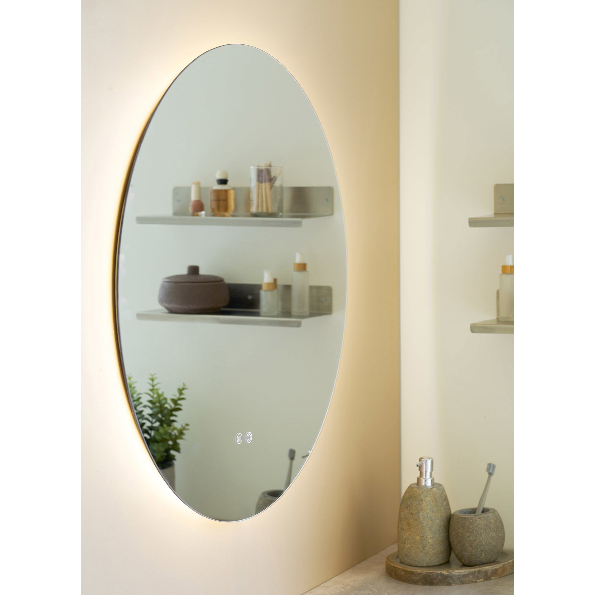 Kiama Spiegel - Spiegel met LED, anti-condens en 3 lichtstanden, ø80 cm