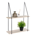 Haag Wandplank - 2 houten planken, zwart frame 55x21 cm