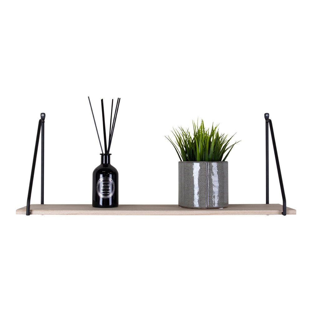 Arnhem Wandplank - Houten plank, zwart frame 65x17 cm