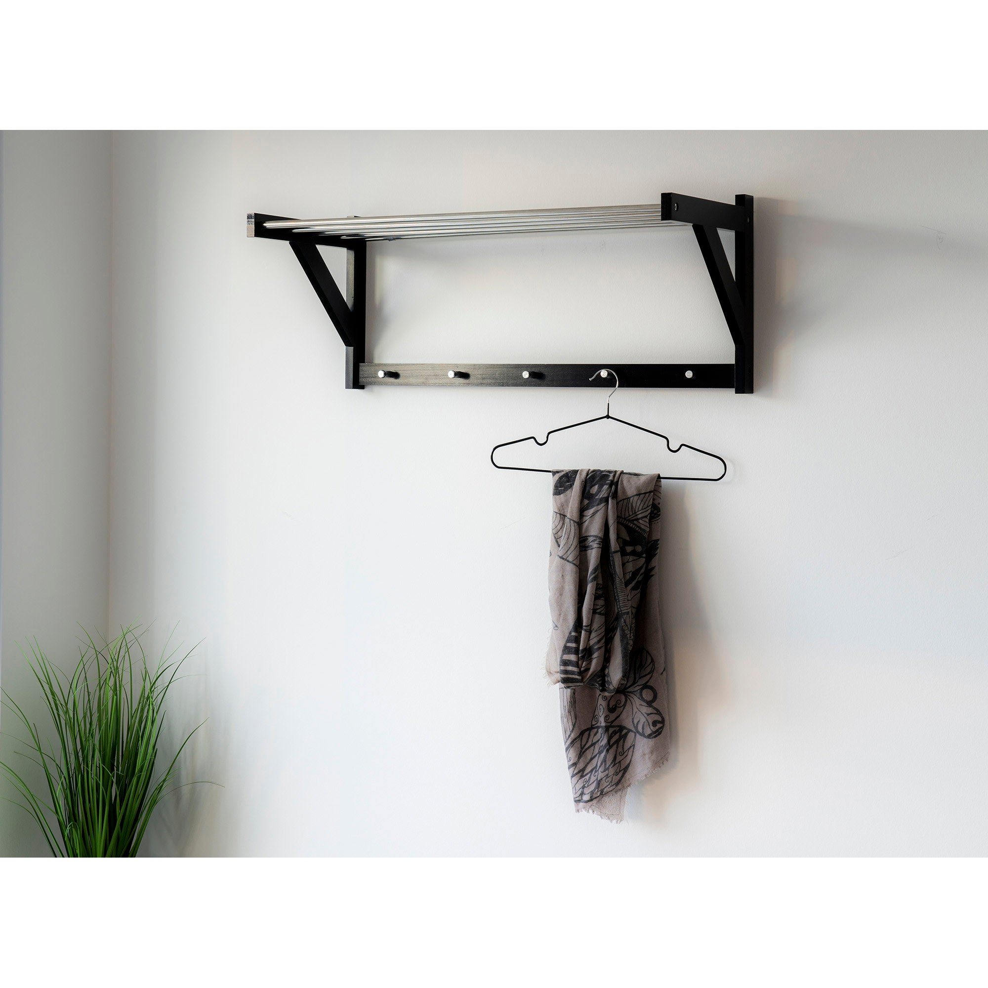 Padova Hoedenplank - Hout/staal, zwart 78x32 cm