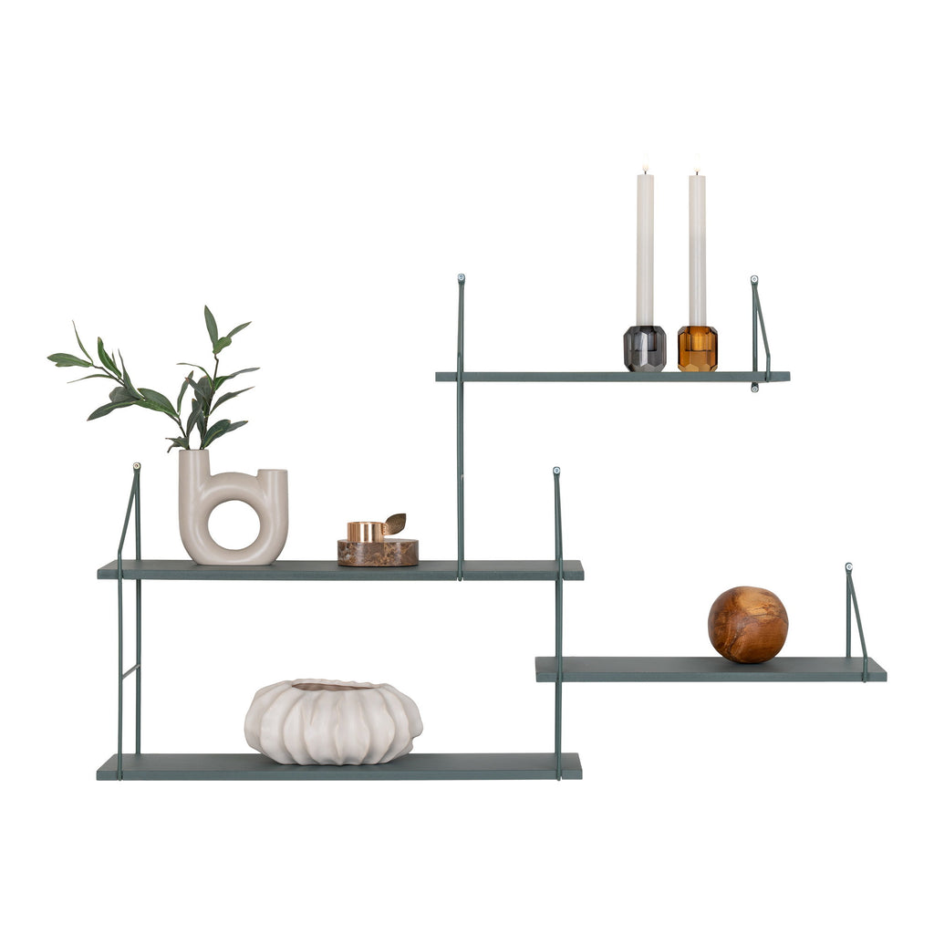 Harlem Wandplank - 4 groene planken, groen frame 99x17,5x62 cm