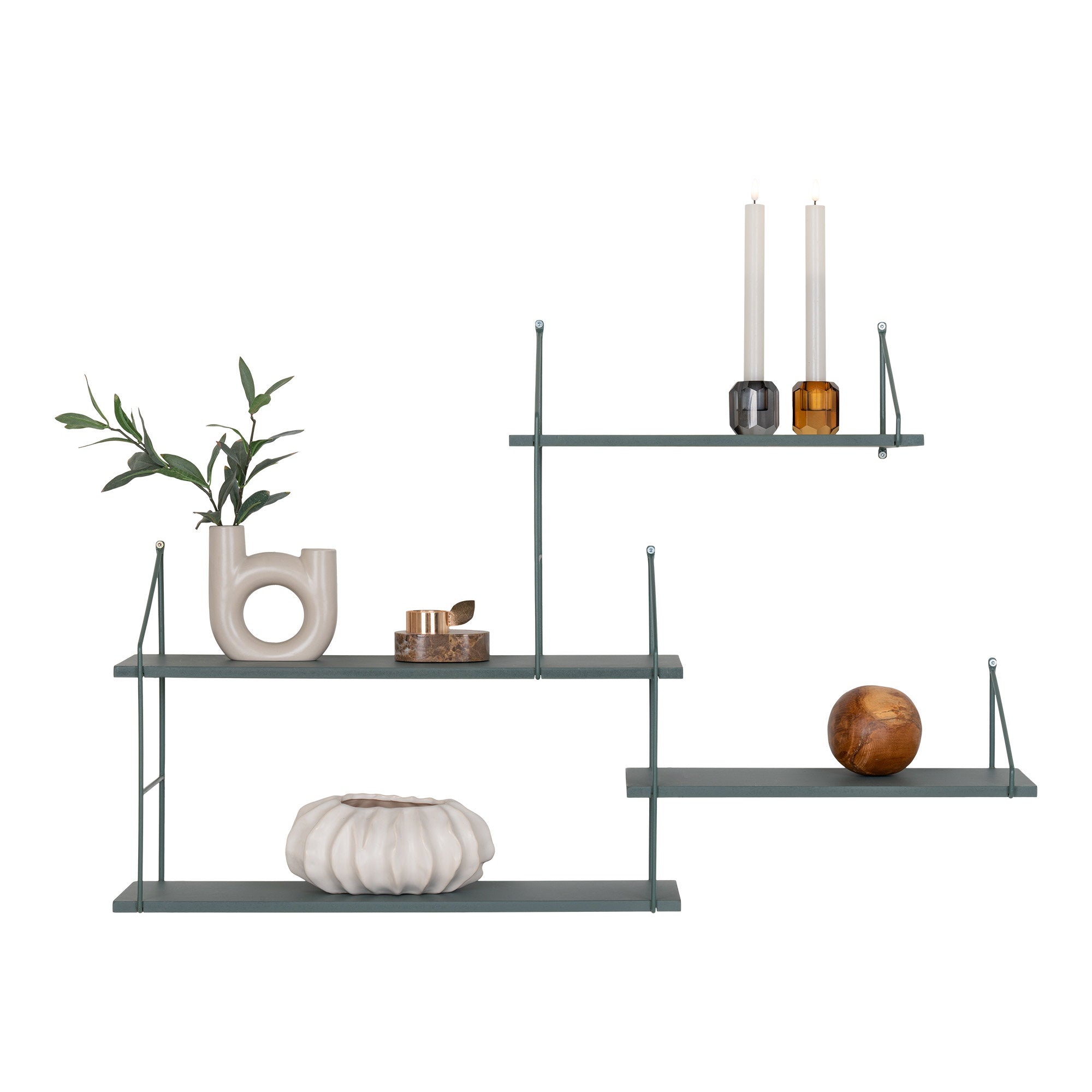 Harlem Wandplank - 4 groene planken, groen frame 99x17,5x62 cm