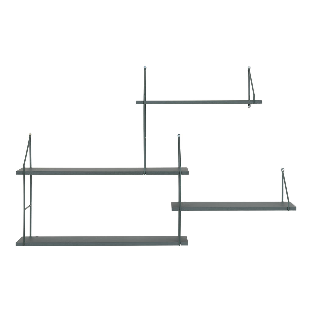 Harlem Wandplank - 4 groene planken, groen frame 99x17,5x62 cm