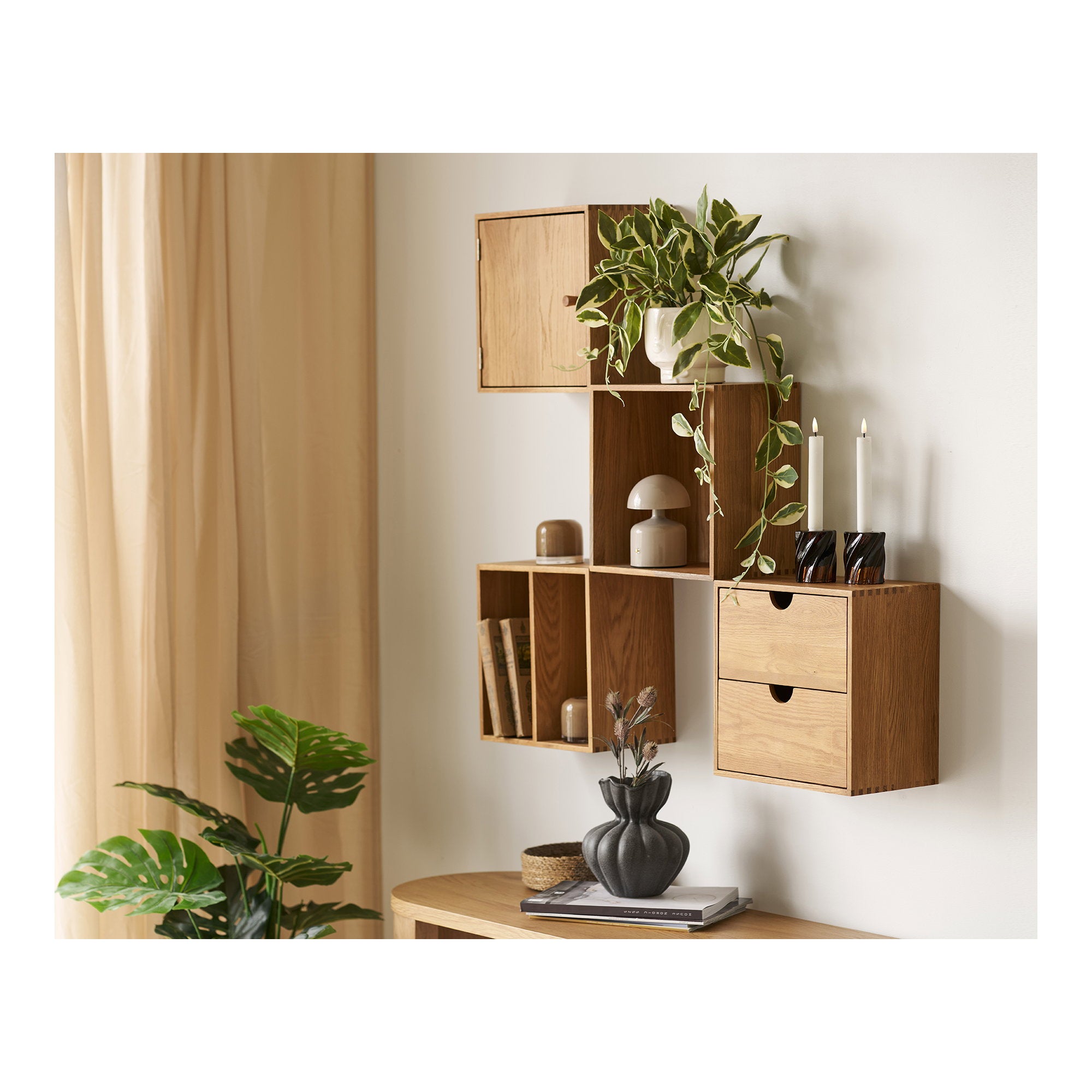 Townsville Wandplank met Deur - Eikenhout 18x30x30 cm