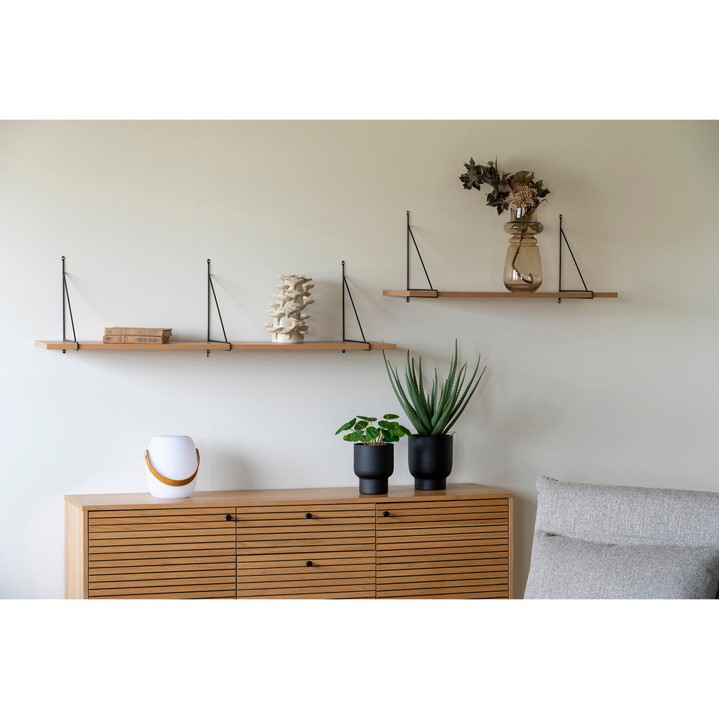 Chiba Wandplank - Essenfineer, zwart stalen frame 80x29 cm